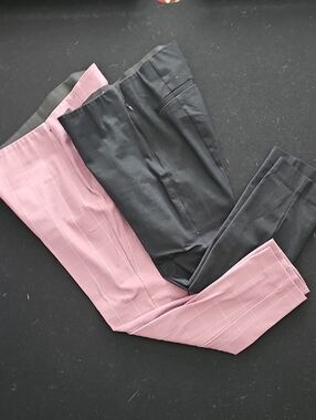 Zara Black and Mauve Pinstriped Two-Tone Trousers